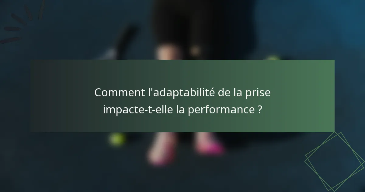 Comment l'adaptabilité de la prise impacte-t-elle la performance ?