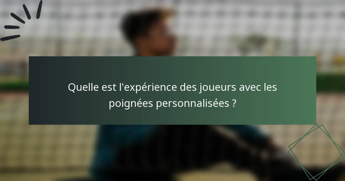 Quelle est l'expérience des joueurs avec les poignées personnalisées ?