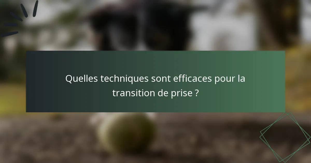 Quelles techniques sont efficaces pour la transition de prise ?